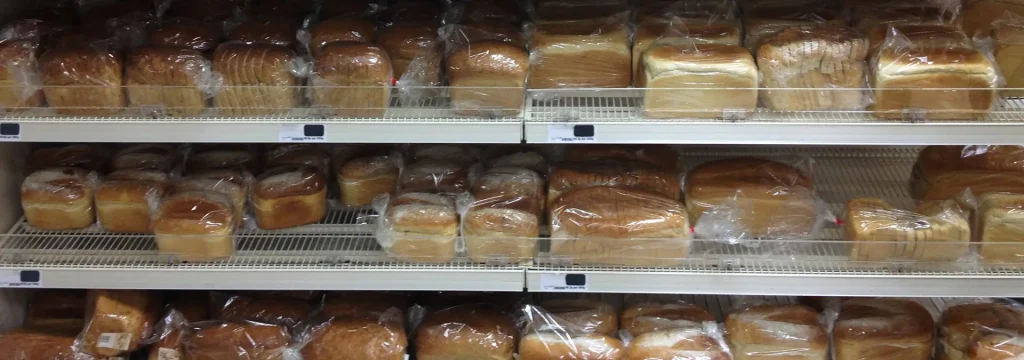 shelves of freshly baked bread