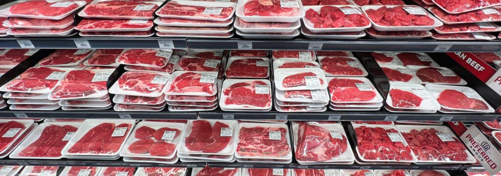 Rows of packaged meats