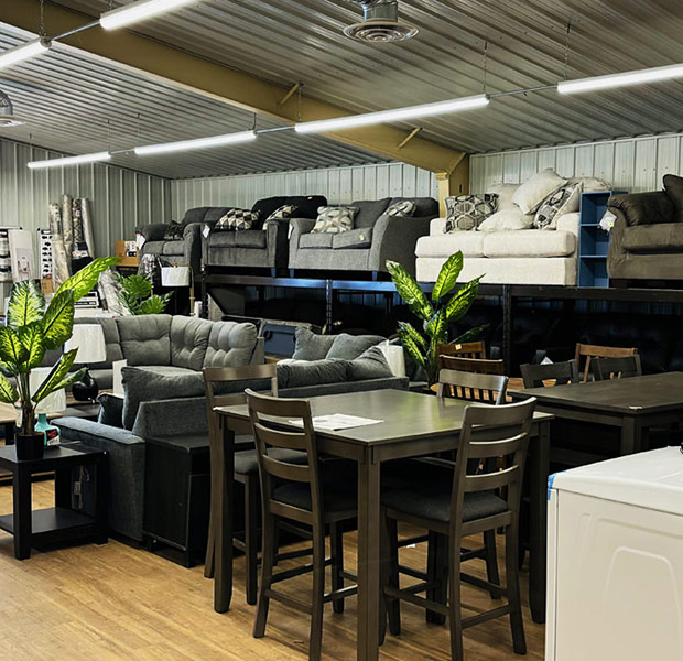 furniture and furnishings on display