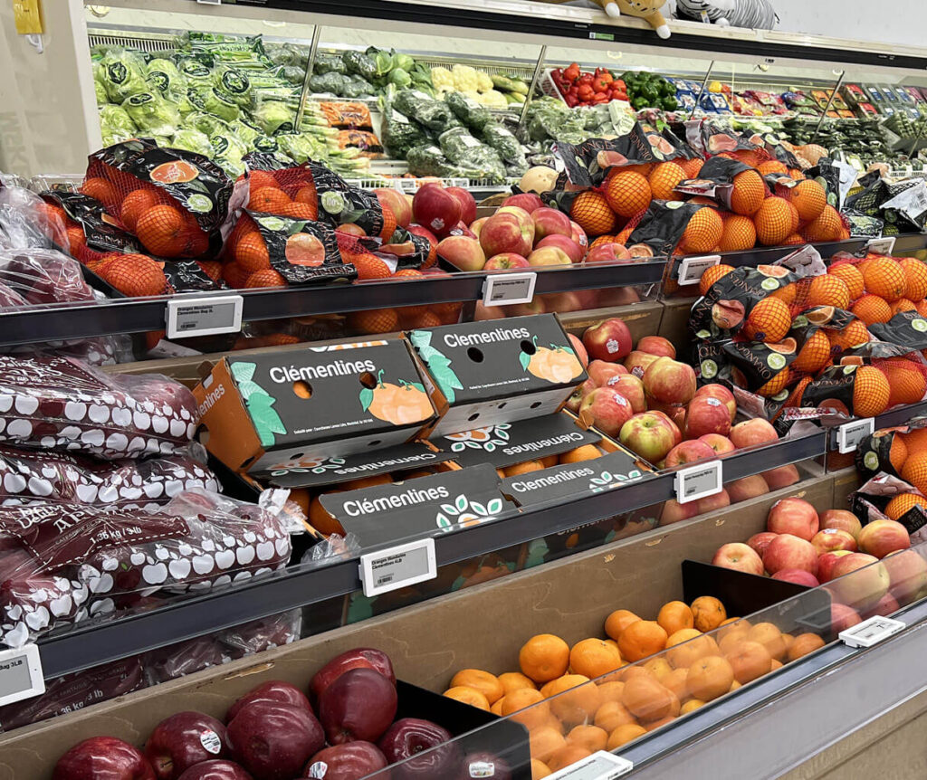 shelf of fresh produce