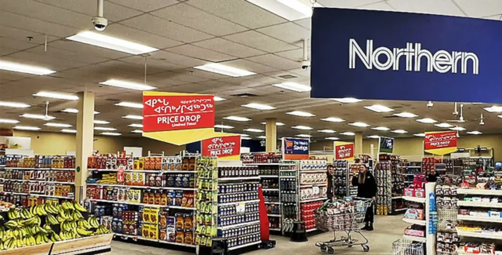 Inside the Northern store looking at rows of pantry food