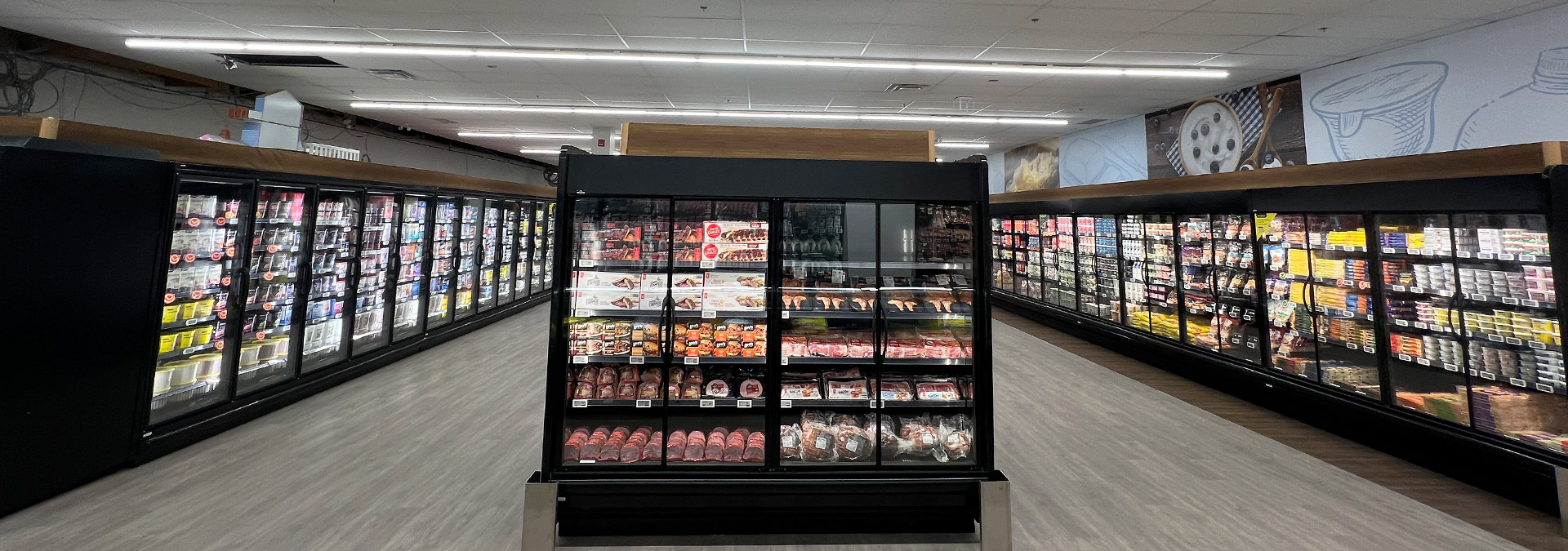 Chilled and Frozen aisle at Northern filled with frozen vegtables