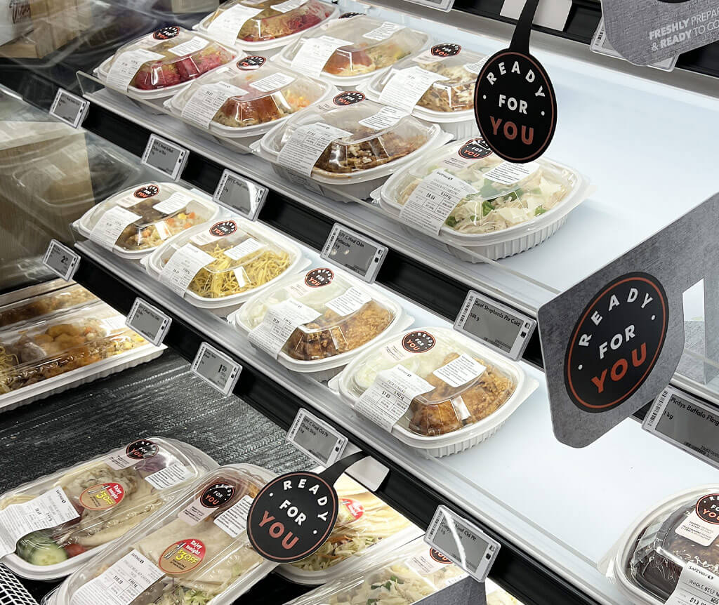 Deli counter showing some of our sandwiches and meals