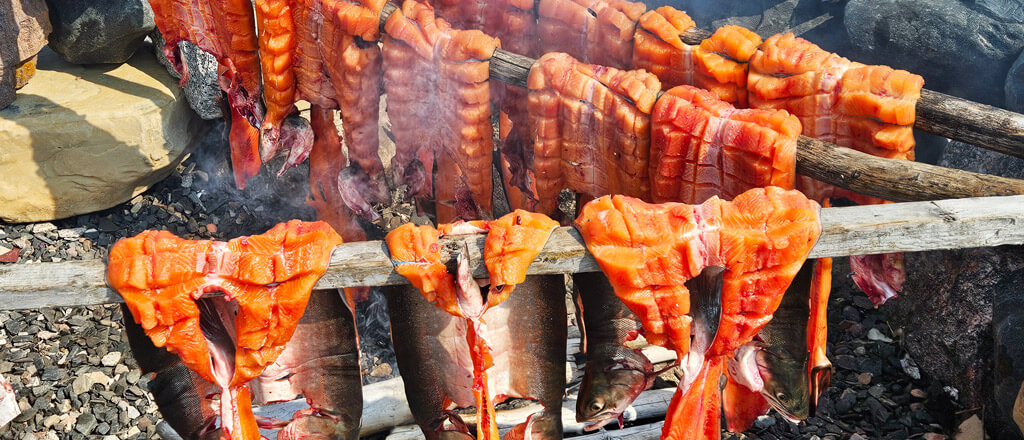 meat cooking over an open fire